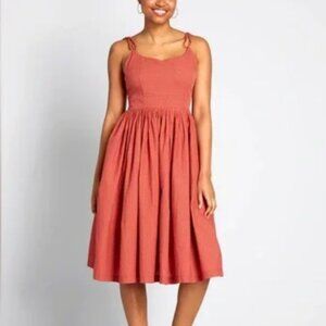 NWT The Fabulous Tie-Shoulder Dress/ Modcloth. Orange Sz 2